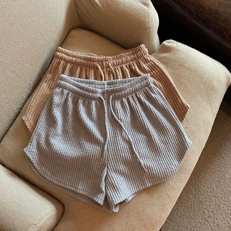 Women Shorts Summer High Elastic Lace Up Drawstring Wide Leg Sweat Short  Shorts for Women  Women Clothing  Womens Shorts