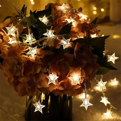 Battery Power Star Led Lights Garland Fairy String Christmas Outdoor Lamp Garden Bedroom Room Wedding Party Decoration