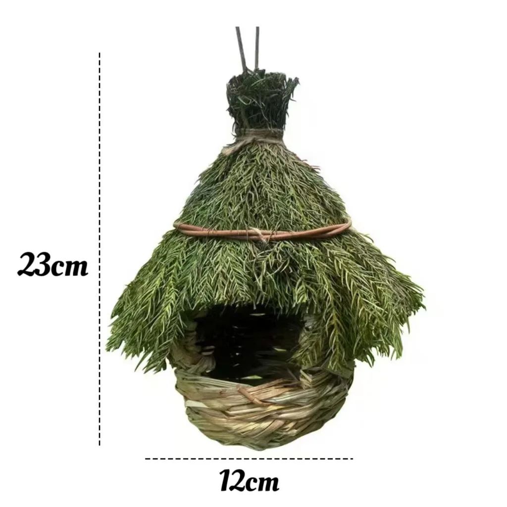 Ninho de Pássaro de Grama Tecido à Mão - Casa de Pássaro de Trama Natural para Decoração de Jardim, Artesanato Feito à Mão (Disponível para Dropshipping)