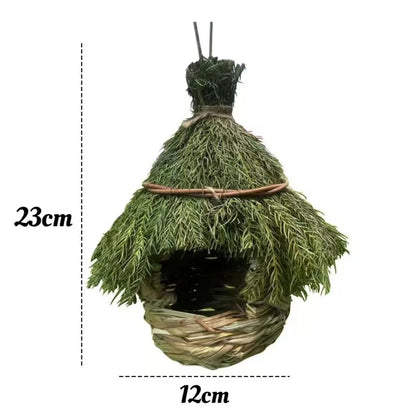 Ninho de Pássaro de Grama Tecido à Mão - Casa de Pássaro de Trama Natural para Decoração de Jardim, Artesanato Feito à Mão (Disponível para Dropshipping)