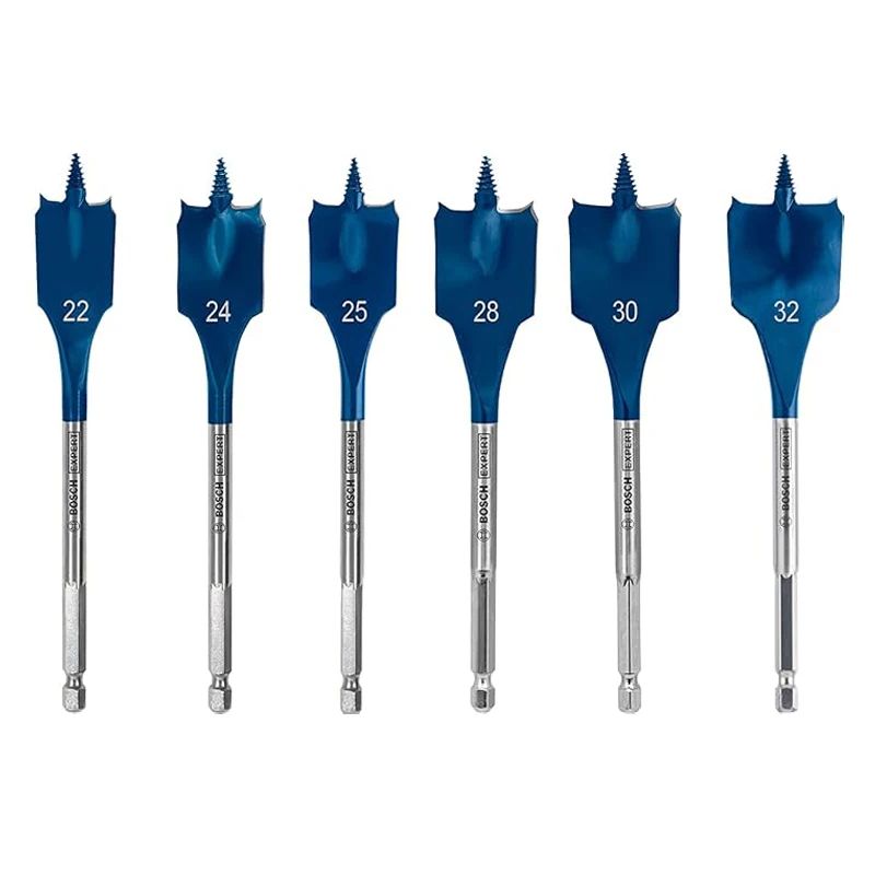 BOSCH 2608900336 Jogo de Brocas Chata EXPERT Self Cut Speed 10-32 mm Acessórios para Furadeiras de Impacto para Perfuração em Madeira