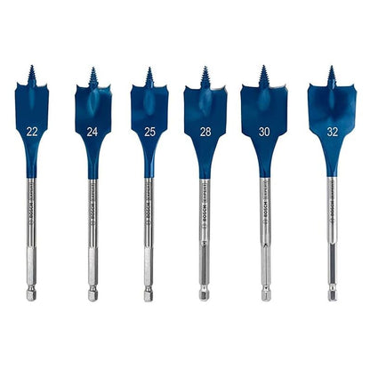 BOSCH 2608900336 Jogo de Brocas Chata EXPERT Self Cut Speed 10-32 mm Acessórios para Furadeiras de Impacto para Perfuração em Madeira