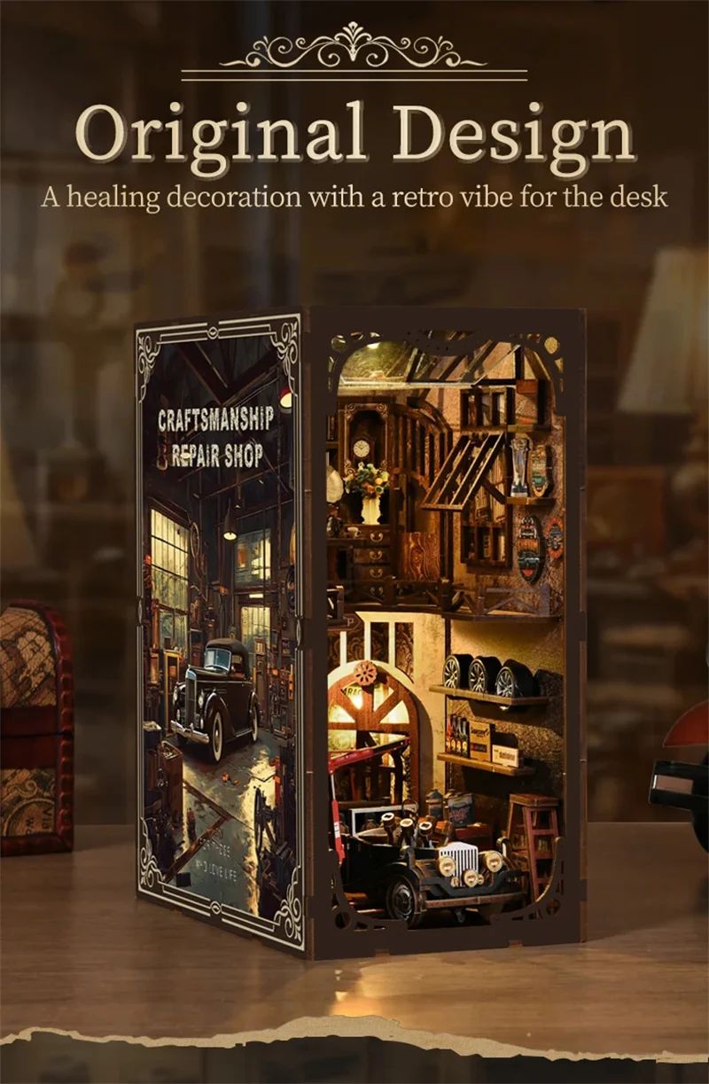 Retro DIY De Madeira Recantos de Livros Figuras Kits de Miniaturas Caixa Surpresa Oficina de Reparos de Artesanato Estante Decoração de Aparadores