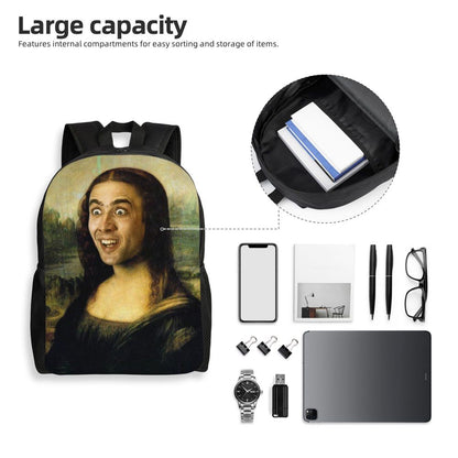 Custom Nicolas Cage Meme Laptop Backpack Women Men Basic Bookbag for College School Student Funny Bags