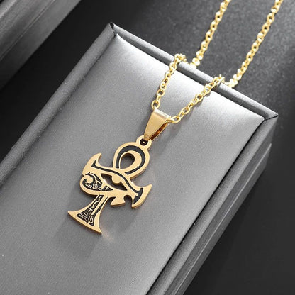 Eye of Horus, Eye of God Necklace, Rotatable Evil Eye Pendant, Men's Trendy Retro Weird Egyptian Amulet Jewelry