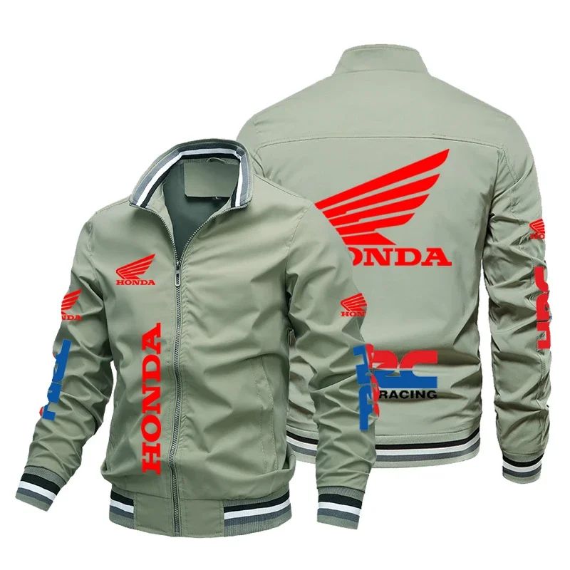 Honda Motorcycle Jacket For Men Honda Red Wing and HRC Logo Biker Jacket Windbreaker Men Sportswear Slim Racing Team Jacket Male
