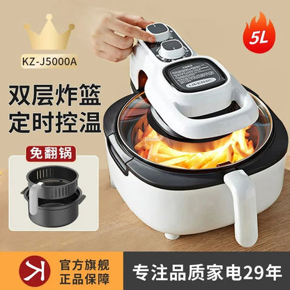 Flip-free air fryer double-layer fryer household large-capacity electric fryer fully automatic French fries machine