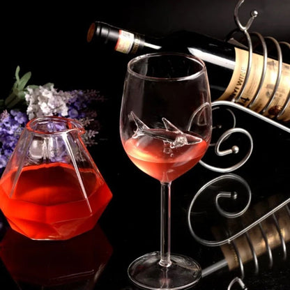 Taças de Vinho Tubarão Copo de Vidro Taça Europeia de Vinho Tinto Garrafa de Água Cálice Decoração de Festa de Casamento Presente 300ml