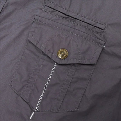 Euro Big Size Men's Cotton Casual Short Sleeve Button-Down Shirt with Chest Pockets Regular-Fit Work Shirt Outdoor Cargo Wear