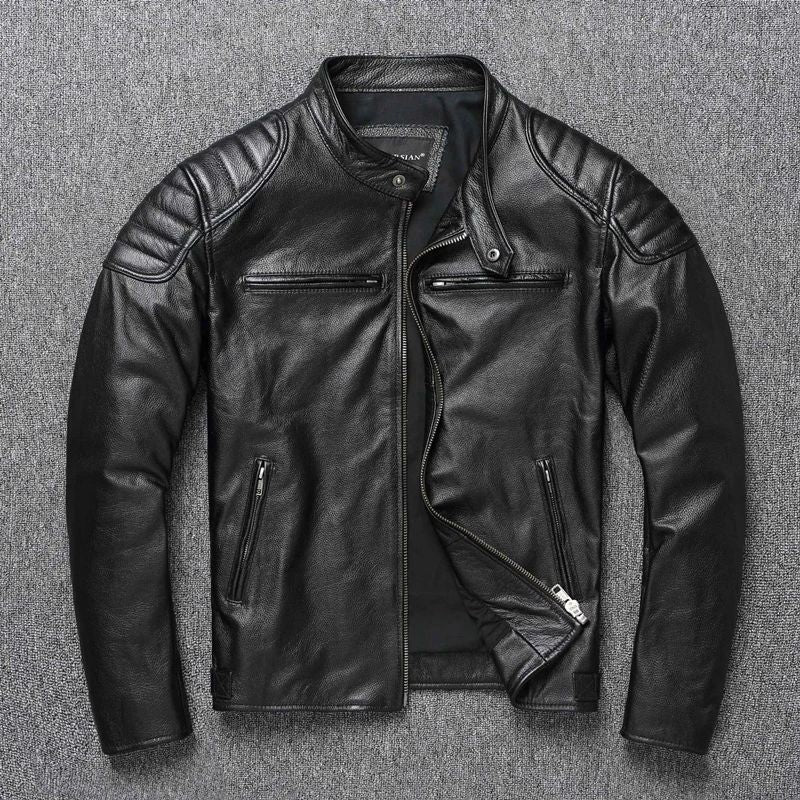 2025 New Leather Jacket Top Layer 100% Cowhide Leather Clothes Men's Stand Collar Motorcycle Clothes  Autumn Winter Plus Size