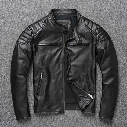 2025 New Leather Jacket Top Layer 100% Cowhide Leather Clothes Men's Stand Collar Motorcycle Clothes  Autumn Winter Plus Size