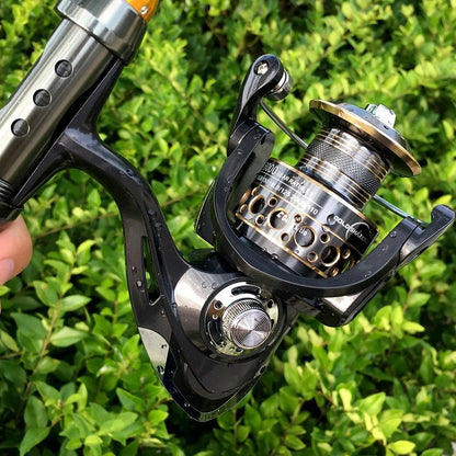 Conjunto Vara e Carretilha de Pesca Spinning 1.8-3.6m Fibra de Carbono para Pesca em Mar e Carretel de Metal com Relação de Recolhimento 5.2:1 com Linhas para Baixo e Carpa