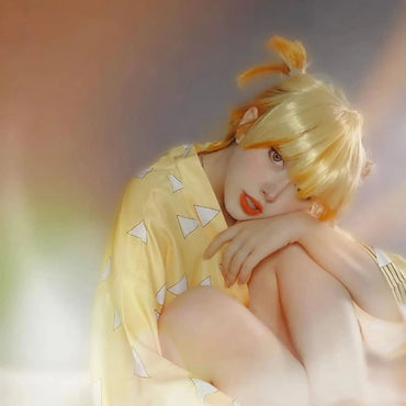 Zenitsu Wig Short Yellow Wig For Demon Slayer Cosplay Orange Ombre Wig Cosplay Wig for Synthetic Wig for Halloween Party Cosplay