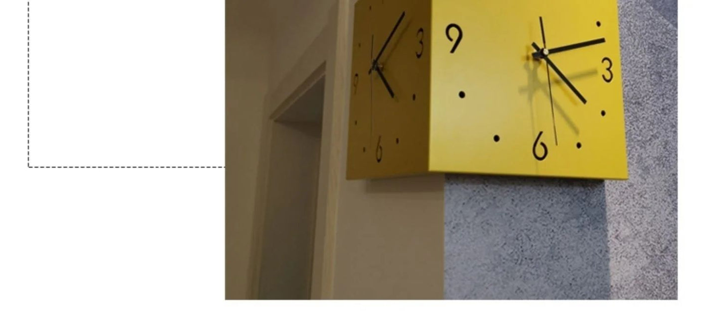 Creative Light Sensor Corner Wall Clock Square Simple Double Sided Wall Clock with Arabic Numeral Scale Analog Silent Wall Clock