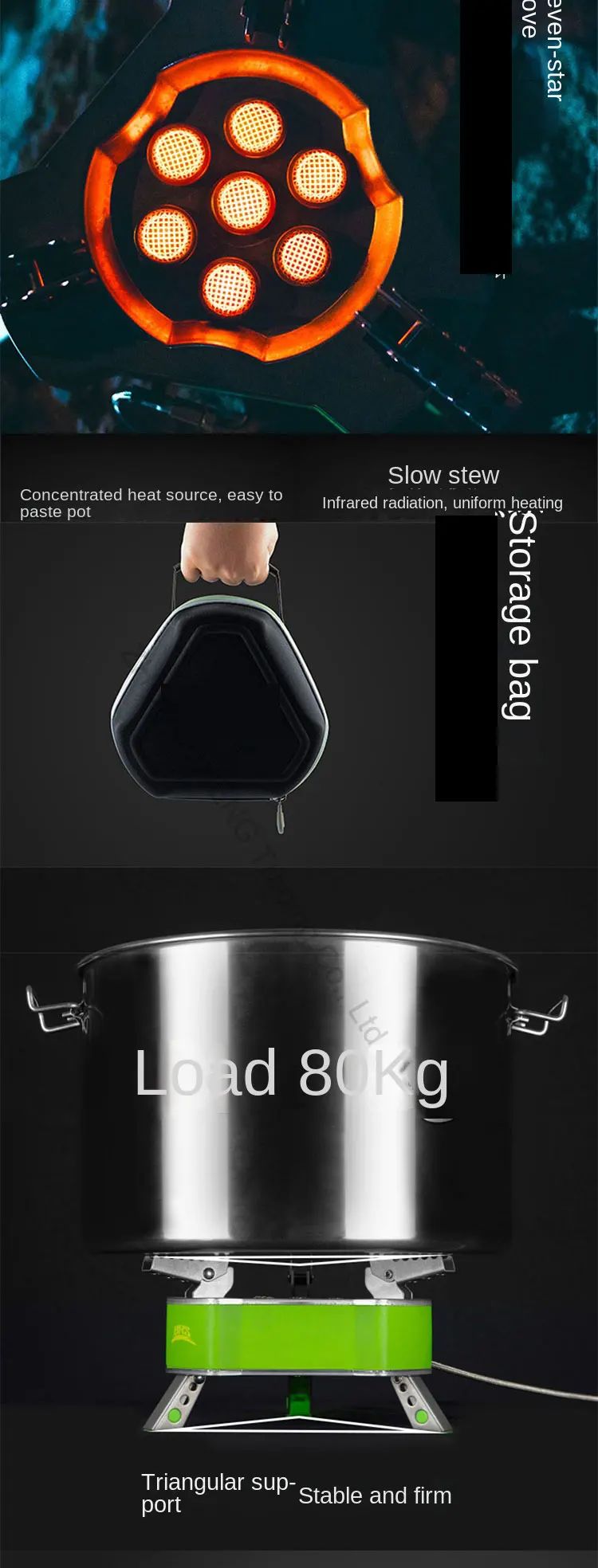 Fogão a Gás Portátil para Acampamento Durável Tipo Tanque, Fogão Elétrico de Sete Estrelas, Fogão de Gás Portátil para Acampamento, Tanque de Gás Butano para Camping, Acampamento ao Ar Livre, Fogão a Gás