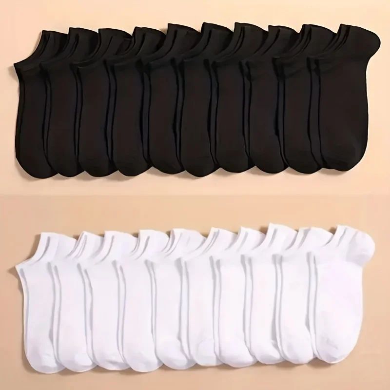 10 or 20 or 40 Pairs Unisex Solid Cotton Socks Men Women Low Cut Ankle Socks Bulk Black White Grey Socks Soft Lightweight