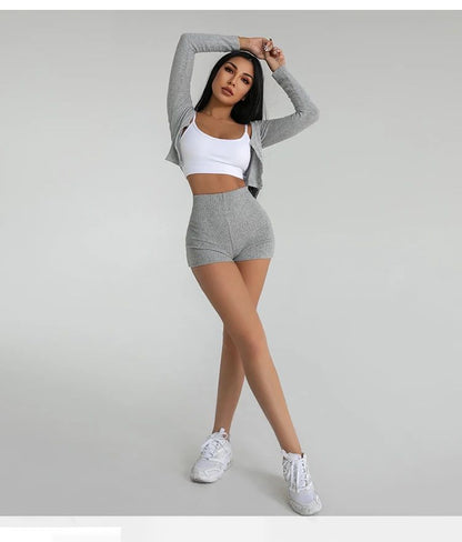 HELIAR Women High Waist A-line Shorts Thin Knit Sports Shorts For Women Casual Running Slim Bodycon Trousers 2025 Spring Summer