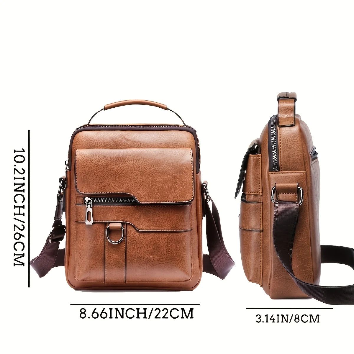 Men's Crossbody Bags Business Flap Male Solid Messenger Bag Travel Bag Brand Men Shoulder Bag for 9.7" iPad Men PU Leather Flaps