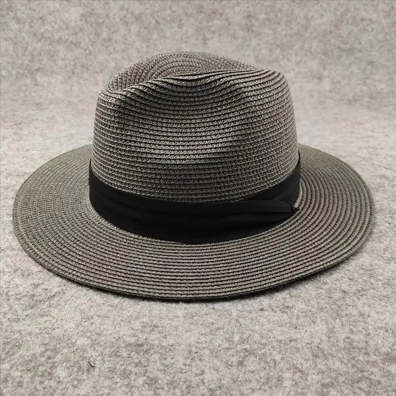 Chapéus de Sol Grandes Oversize para Homens Mulheres Praia Panamá Aba Larga Chapéu de Palha Senhora Chapéus de Sol de Verão Plus Size Chapéu Fedora 55-57cm 58-60cm