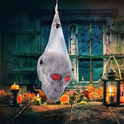Decoração de Dia das Bruxas com Aranha Que Brilha e Controla o Som, Crânio de Algodão, Propriedade Assustadora, Casa Assombrada, Sala Secreta, Decoração de Pátio