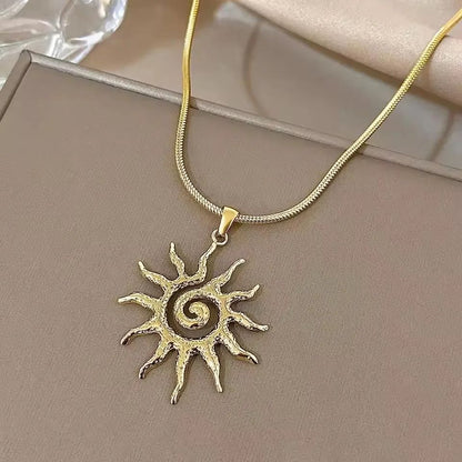 Colar Vintage Chique Com Pingente Em Formato De Sol Aço Inoxidável Joias Acessórios De Moda Dourados Presente Para Mulheres Homens Casais
