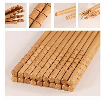 Hashis de Madeira de Bambu Natural Artesanais Hashis de Bambu para Cozinha Doméstica 24cm Reutilizáveis para Sushi e Utensílios de Mesa