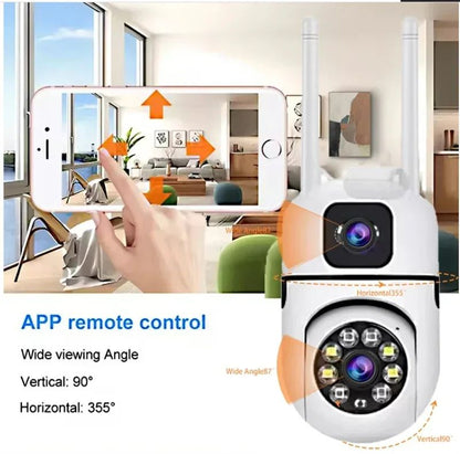 8MP WIFI Surveillance Camera Dual Lens Dual Screen IP Cameras Wireless Auto Tracking Color Night Vision 8X Digital Zoom CCTV Cam