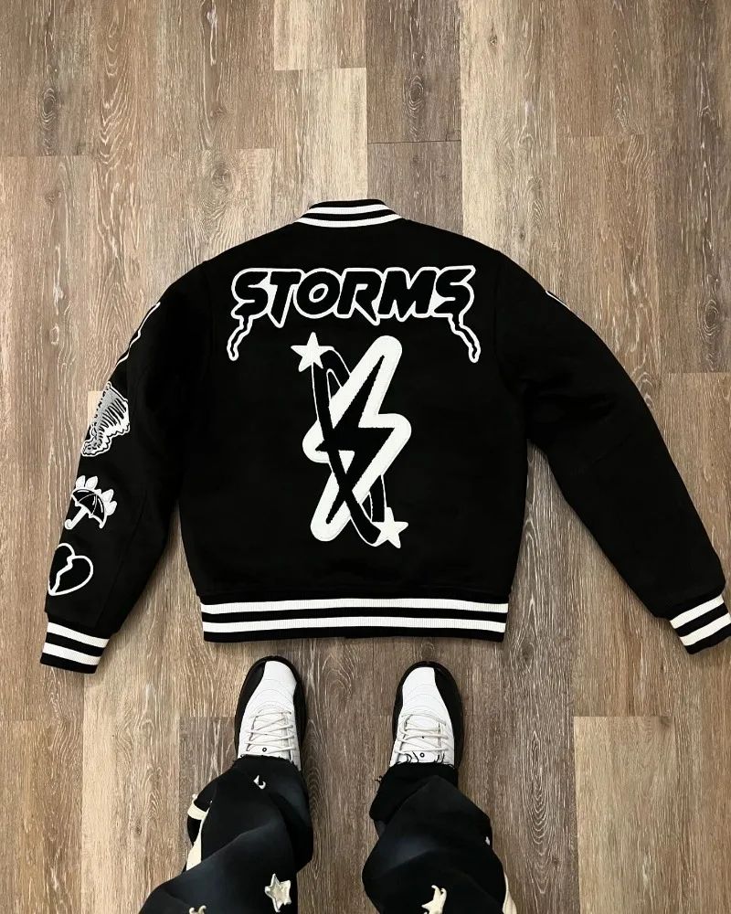 Retro Gothic Alphabet Embroidery Oversized Motorcycle Uniform Baseball Uniform Men's Y2K New Trend Harajuku Hip-Hop Joker Jacket