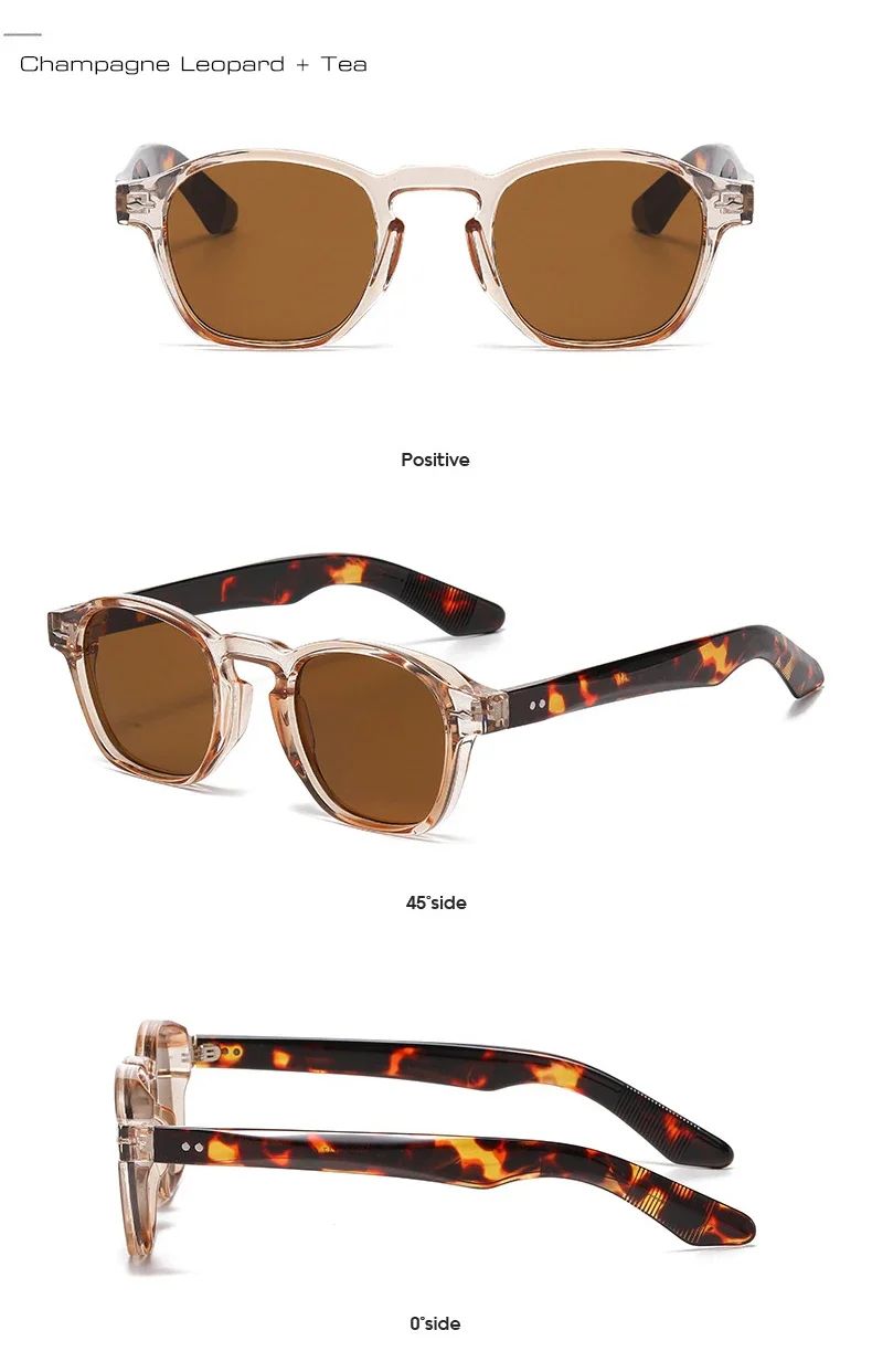 JNPCXI Retro Rivets Men Square Sunglasses Fashion Blue Green Trending Shades UV400 Women Clear Frame