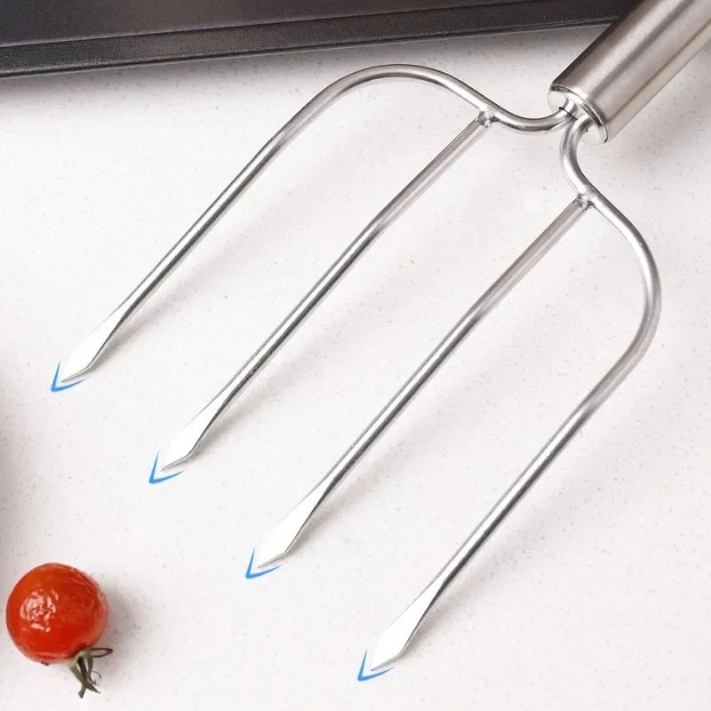 1pcs Stainless Steel Four Needle Turkey Fork Lamb Leg Skewer Barbecue Fork Steak Fork BBQ Outdoor Barbecue Tool