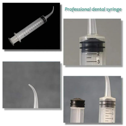 5 Seringas Odontológicas Descartáveis 12cc/ml com Ponta Curva para Irrigação Oral