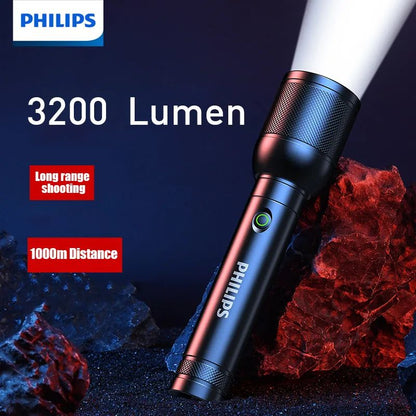 2025 New Philips SFL8168 3200 Lumen LED Flashlight 1000m Portable Powerful Bright Flashlights Camping Lamp for Outdoor Hiking