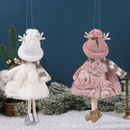 Christmas plush antlers angel girl pendant Christmas tree pendant creative doll pendant gift