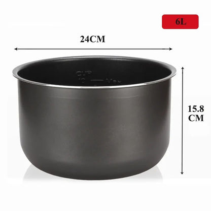 Forro para Panela de Pressão Elétrica 1.6/3/4/5/6L Panela de Arroz Antiaderente Panela Interna de Cristal Preto Acessórios Peças da Panela apenas para Midea