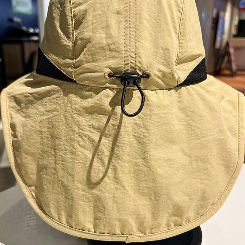 1Pc Wide Brim Bucket Hat with Neck Flap Waterproof & Quick-drying Panama Caps for Women Men Fishing Camping Hiking Autumn Travel