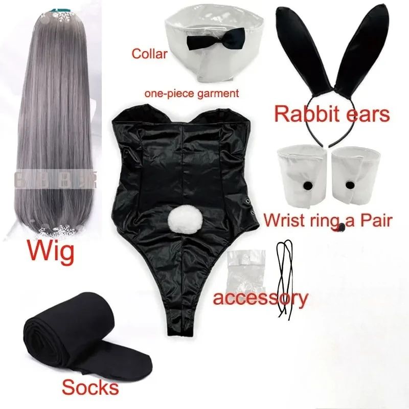 QQ for Girls Halloween Funny Costume BSR Bunny Girl Sakurajima Mai Cosplay Costume Halloween Funny Costume Black Stockings High