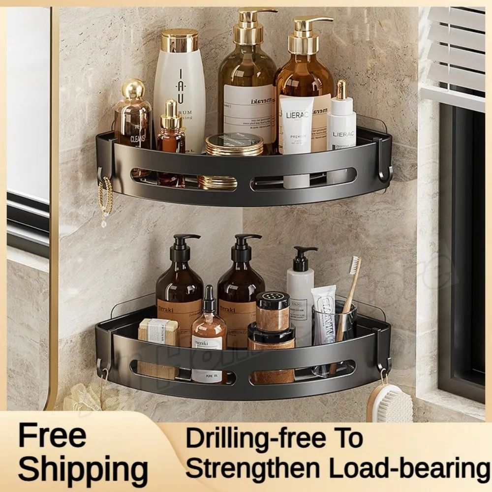 No Drill Wall Corner Bathroom Shelf Corner Shelf Storage Organizer Shower Shelf Shampoo Makeup Bathroom Accessories Towels Rack