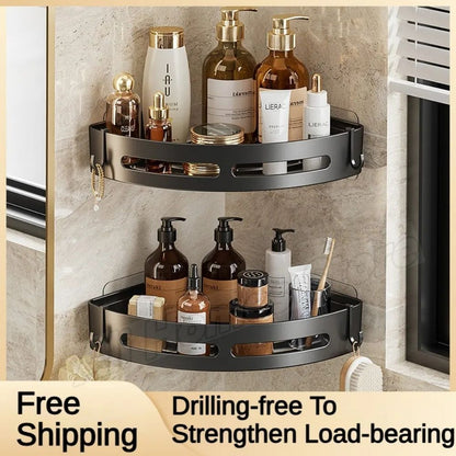 No Drill Wall Corner Bathroom Shelf Corner Shelf Storage Organizer Shower Shelf Shampoo Makeup Bathroom Accessories Towels Rack