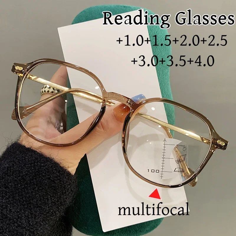 Fashion Multifocal Reaing Glasses Men Women Luxury Progressive Presbyopia Unisex Ultralight HD Lens Far Sight Eyewear +1.0+4.0