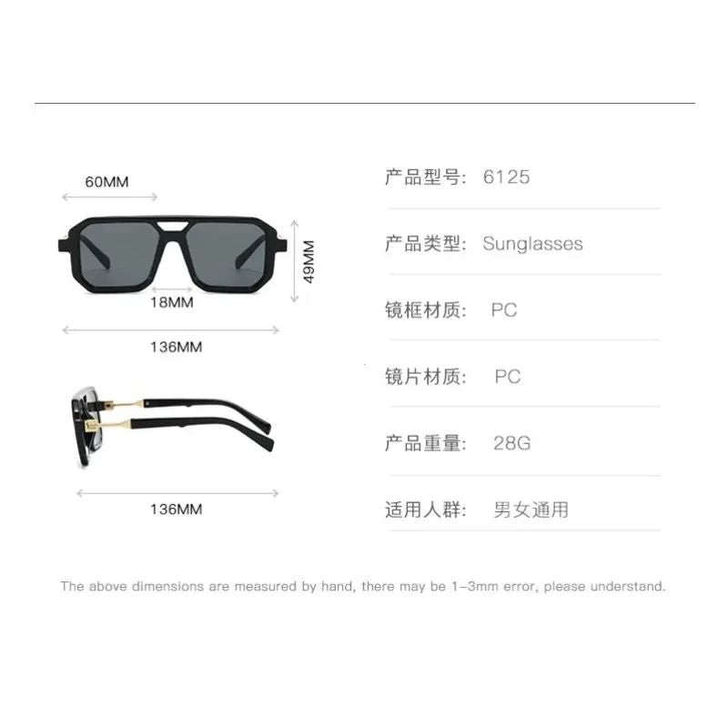 Óculos de Sol Vintage 2025 Proteção Solar Masculinos Quadrados Estilo Retrô Femininos da Moda Gafas De Sol