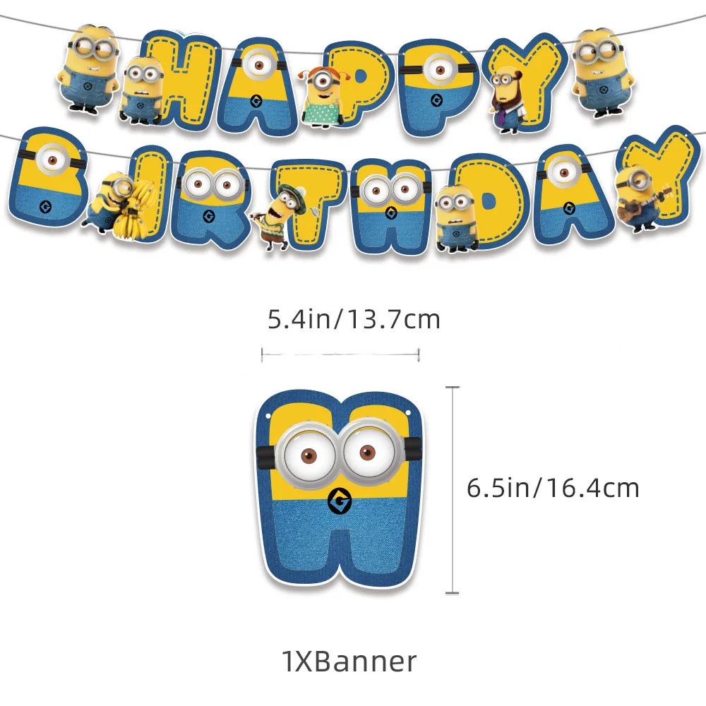 Anime Minion Themed Party Decorations Party Tableware Set Plates Cups Birthday Balloons Big Eye Yellow Man Party Favors Supplies