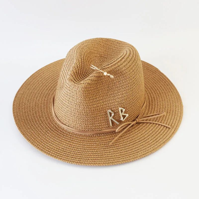 Chapéu de Sol de Verão Grande Feminino Moda Praia Chapéu de Palha Luxo Jazz Top Panamá Feminino 60cm Cabeça Grande