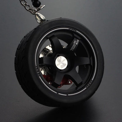 Car Mirror Rearview Pendant Auto Interior Decor Pendants Aluminum Wheel With Shock Absorber Ornament Hanging Accessories