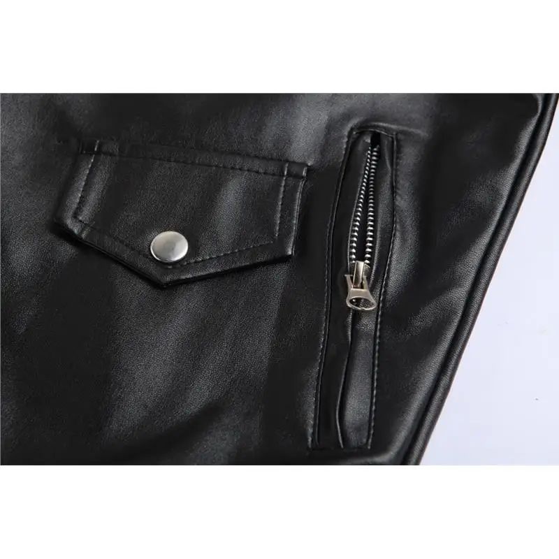 Slim Fit Casual Biker Jacket Men's Spring Outerwear Fashionable Collar Zipper Leather Jacket Motorcycle Style Male Coat