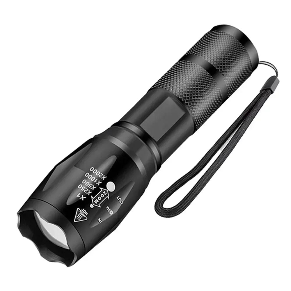 High Power T6 LED Flashlights Camping Torch 5 Light Modes Zoom Light Aluminum Alloys Waterproof Material External 18650 Battery