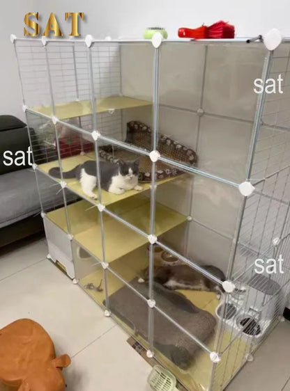 -Luxury Cat Cage Home Indoor Livingroom Balcony Cats Villa Super Large Free Space Kitten Pet House with Climbing Frame
