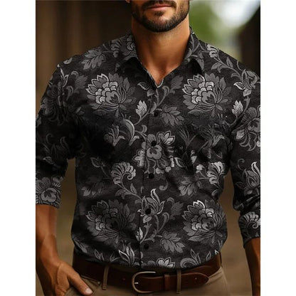 Men's Shirt Yellowstone Western Denim Shirt Elegant patchwork vintage men's lape