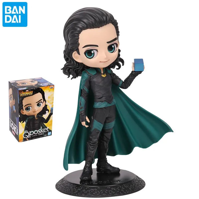 BANDAI Original Banpresto Qposket Marvel Vingadores Homem de Ferro Capitão América Loki Thor Figuras Colecionáveis