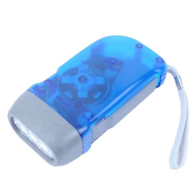 Hand 3 Colors Pressing Dynamo Crank Wind Power Up Flashlight Mini Self Generating Torch LED Camping Lamp Light for Outdoor Home