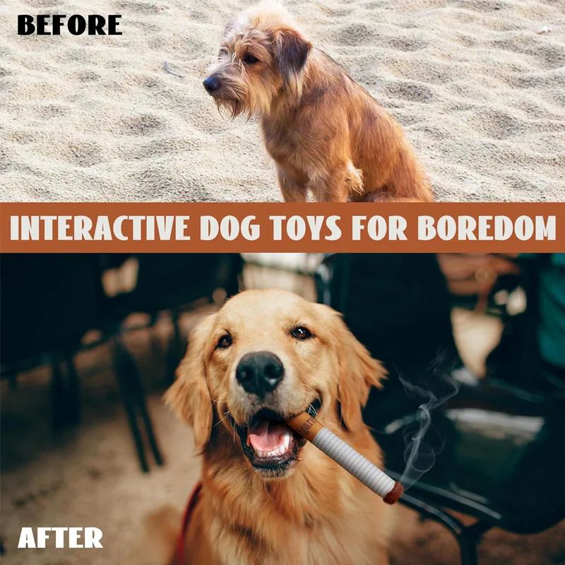 Brinquedos interativos engraçados de pelúcia para cães, design criativo de cigarro, brinquedo de mastigar que faz barulho para cães, o presente perfeito para cães brincarem